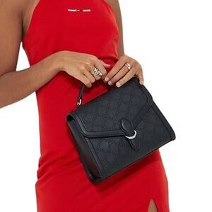 Nine West Top Handle Bag Black Embossed Logo 9x8